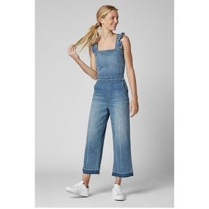 Blanknyc Jumpsuit Denim Ruffle Vintage Blue Wash Cotton Wide Leg